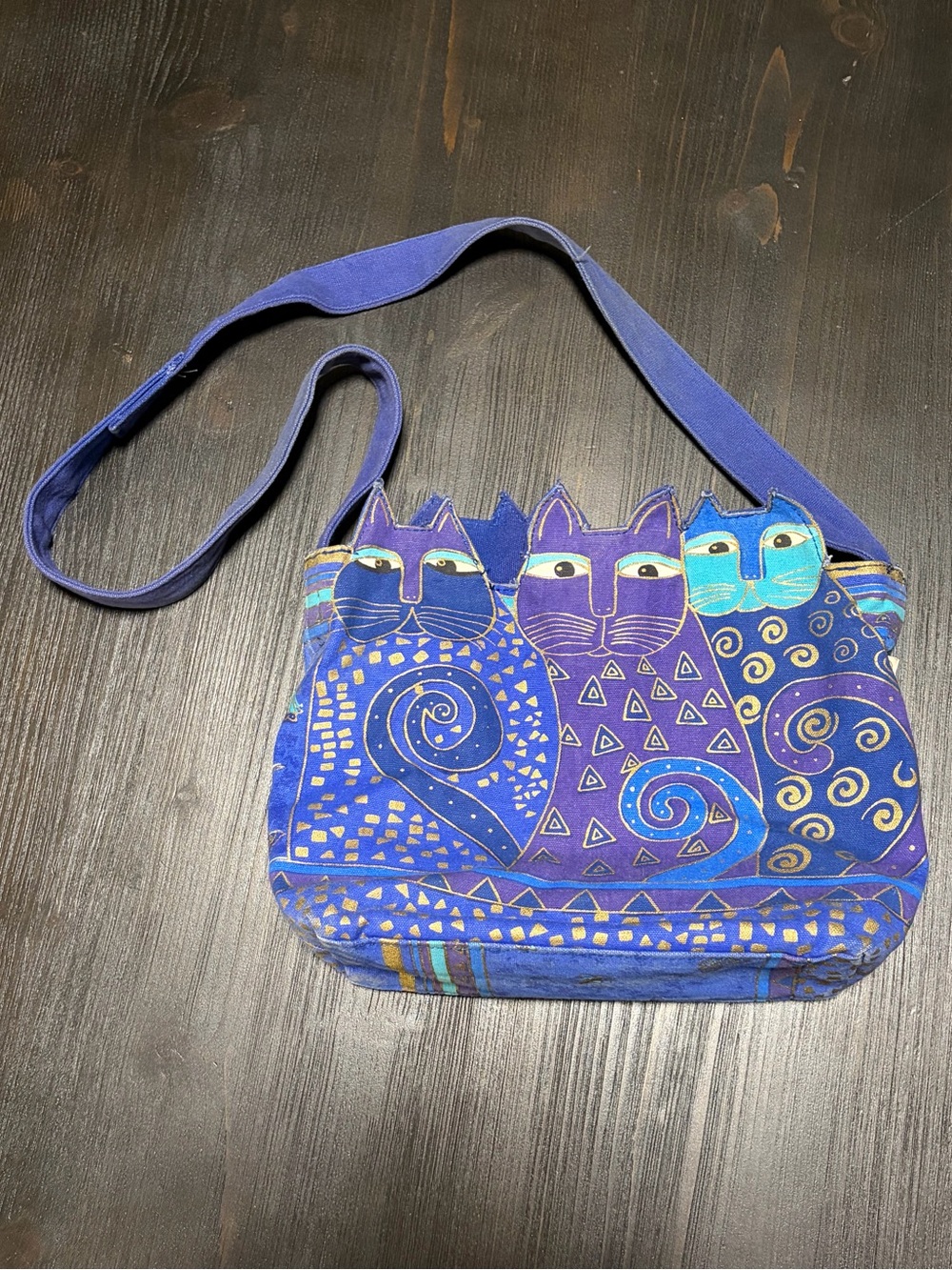 Vintage 90s Laurel Burch Canvas Shoulder Bag - Picture 2 of 10
